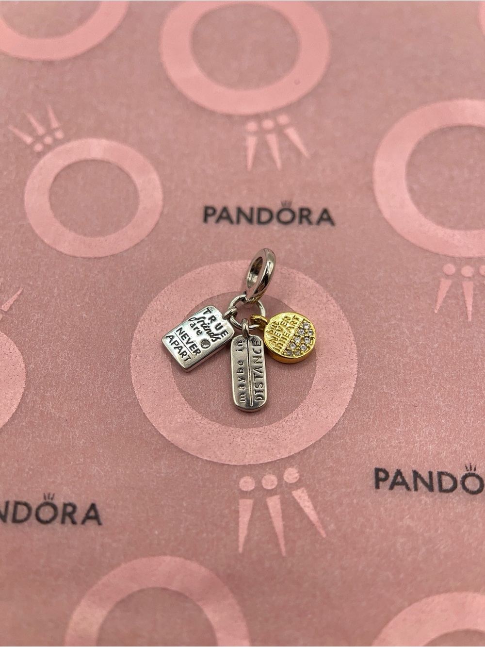Pandora Friendship Triple Dangle Two-Tone Sterling Silver Charm 762243C01